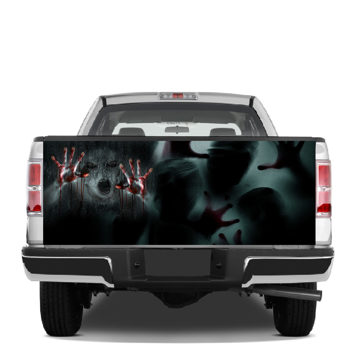 Petthouse | Creepy Ghost Halloween Tailgate Wrap Bloody Hand Print Car Sticker Horror Scene Hand On Background