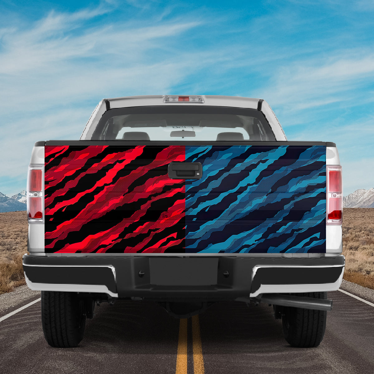 Petthouse | Halftone Camouflage Abstract Pattern Military Printed Tailgate Wrap, Christmas Truck Decor