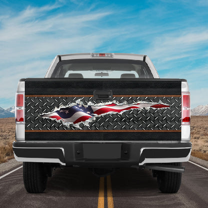 Petthouse | American Flag Crack Hole Tailgate Wrap Metal Print Independence Day