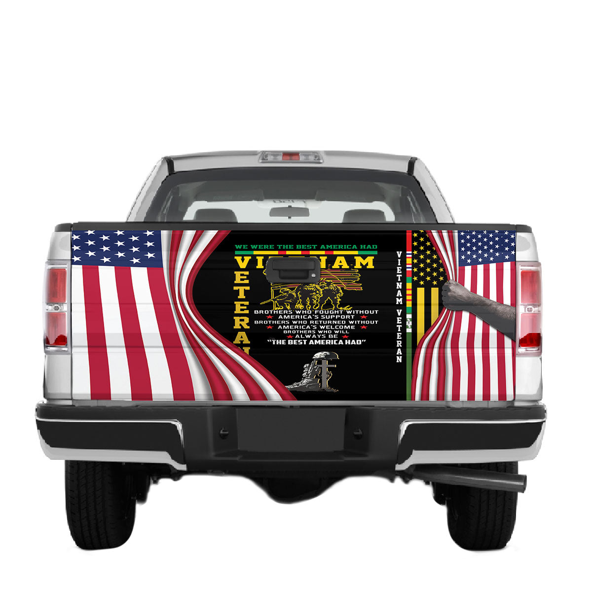 Petthouse | Vietnam Veteran Truck Tailgate Decals American Flag Tailgate Wrap Tailgate Vinyl Graphic Wrap