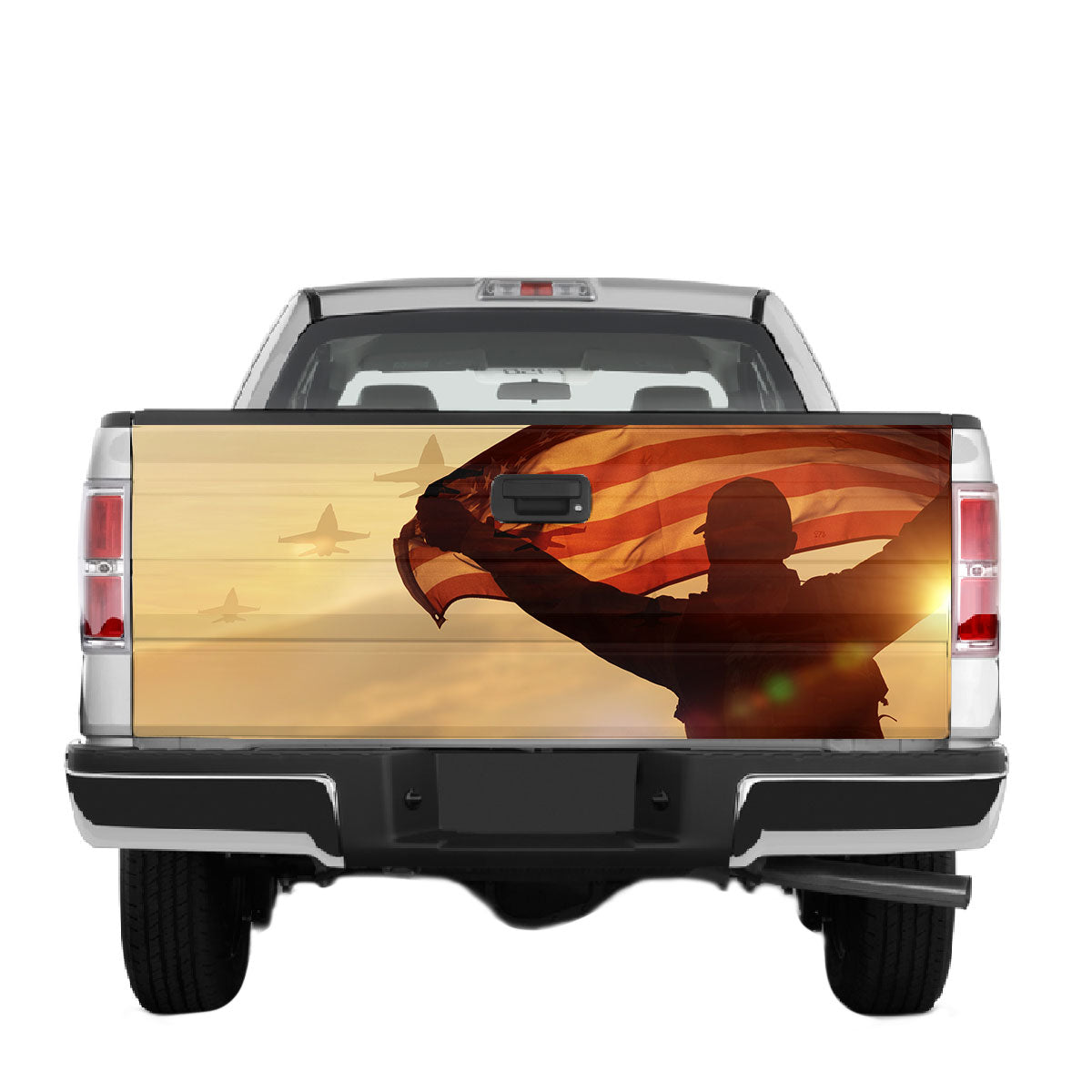 Petthouse | American Soldier Veteran Tailgate Vinyl Graphic Wrap American Flag Tailgate Wrap American Patriot