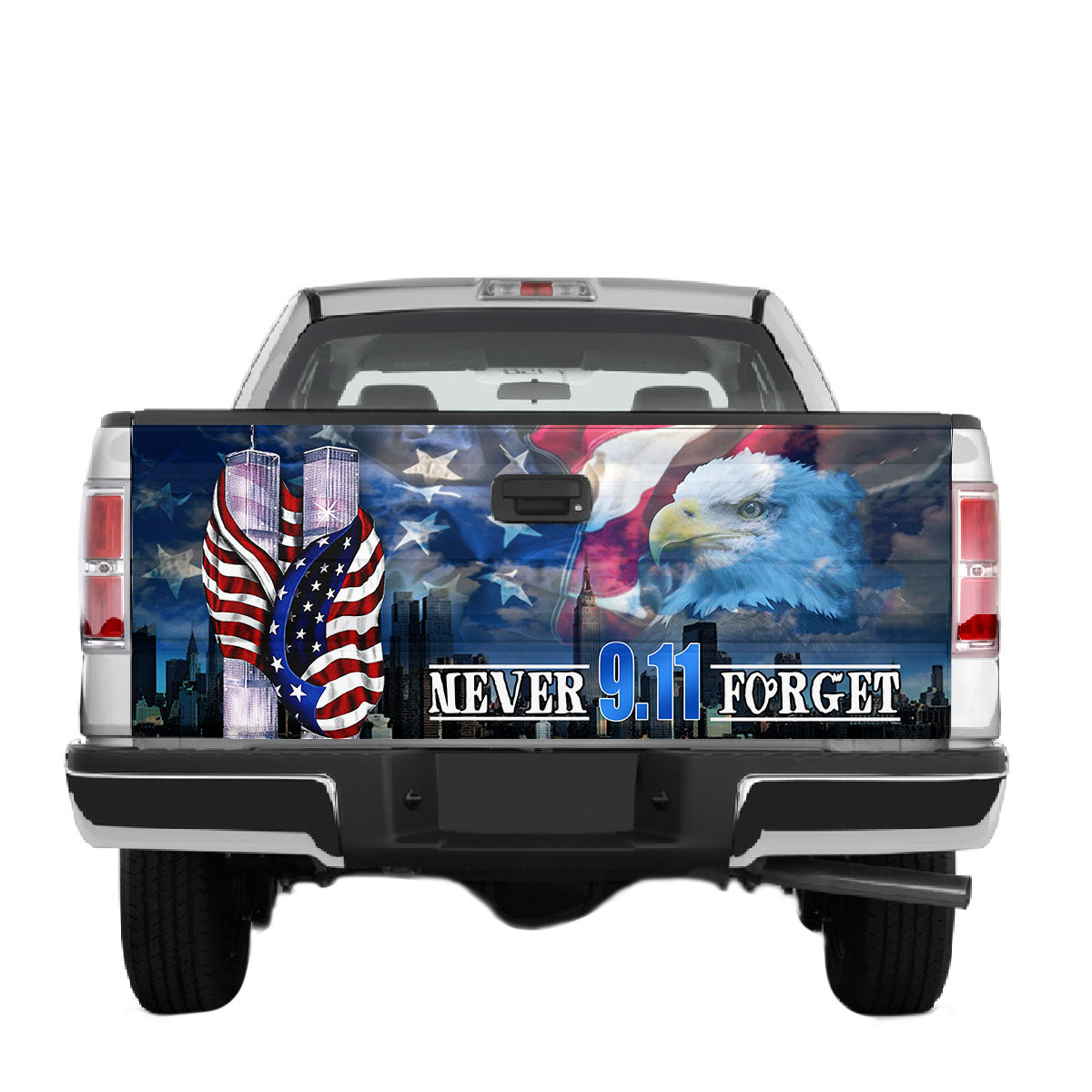 Petthouse | American Flag 9/11 Never Forget Tailgate Wrap American Eagle Tailgate Graphic Patriots Gifts