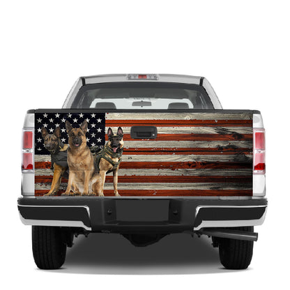 Petthouse | America German Shepherd Dog Tailgate Wrap, Police Dad Truck Decor Gift Idea