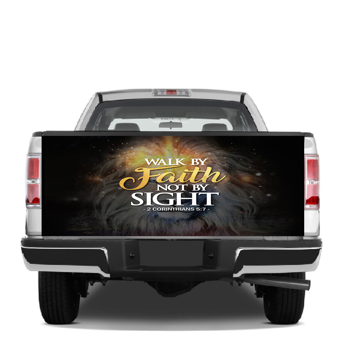 Petthouse | Walk By Faith Not By Sight Tailgate Wrap Lion Face Tailgate Wrap Lion Star Cover Car Decoration