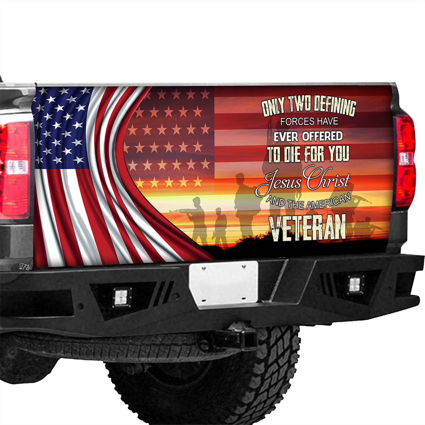 Petthouse | American Veteran Wrap Jesus Christ Tailgate Cover America Flag Wrap America Patriot Gift