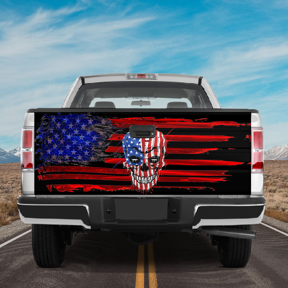 Petthouse | Usa Flag Skull Tailgate Wrap Grunge Usa Flag Independence Day