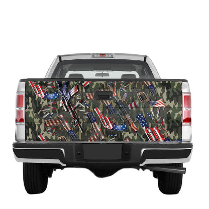 Petthouse | American Flag Gun Camo Truck Tailgate Wrap Camouflage Decal Graphics Stickers For Trucks