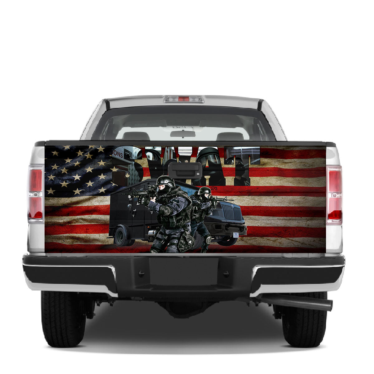 Petthouse | Swat Tailgate Wrap, Swat America Wrap, Old America Flag Background Wrap, Security Forces Cover