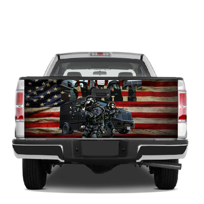 Petthouse | Swat Tailgate Wrap, Swat America Wrap, Old America Flag Background Wrap, Security Forces Cover