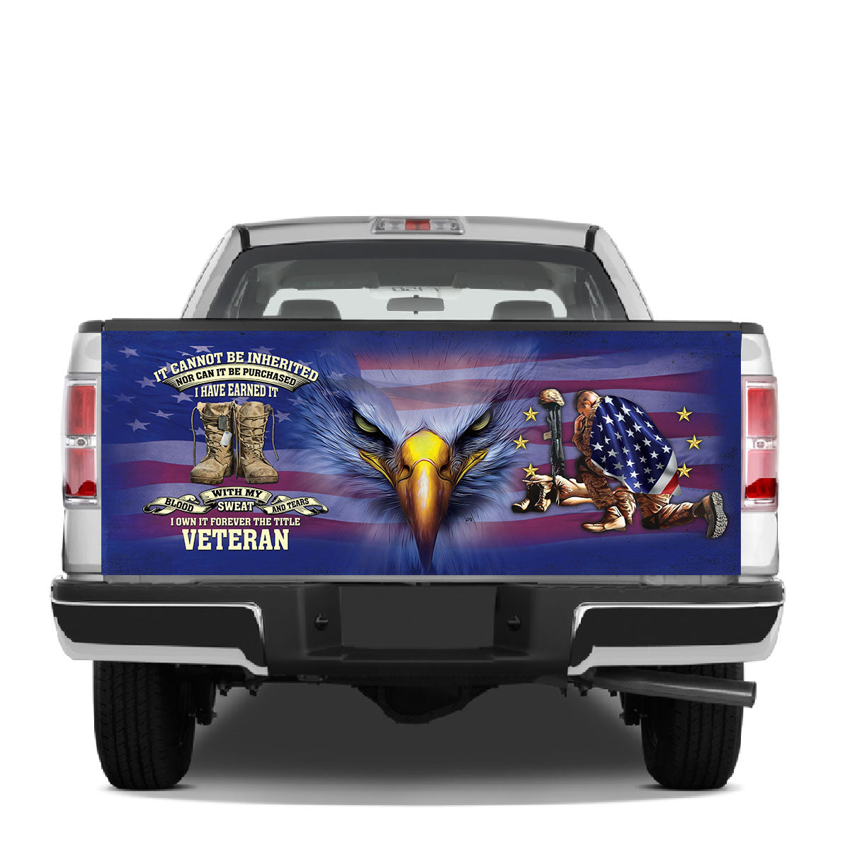 Petthouse | Bald Eagle American Veteran It Cannot Be Inherited Tailgate Wrap Vinyl Graphic Decal Sticker