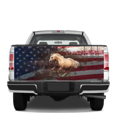 Petthouse | Running Horse American Flag Truck Tailgate Decal Horse Lover Cowboy Gift New Car Gift