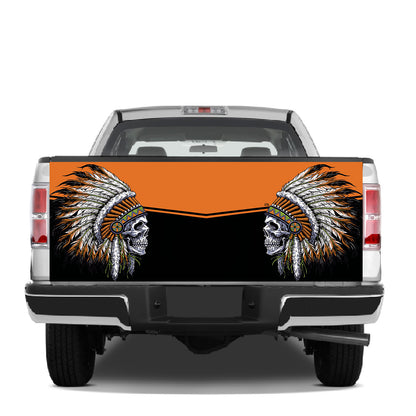 Petthouse | Tribal Skull Art Tailgate Wrap Native Indian Skull Cover Native Style Cover Car Decoration