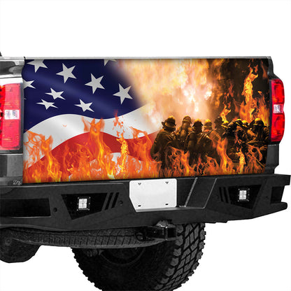 Petthouse | Firefighter American Tailgate Wrap, Fireman Dad Truck Decor Gift Idea