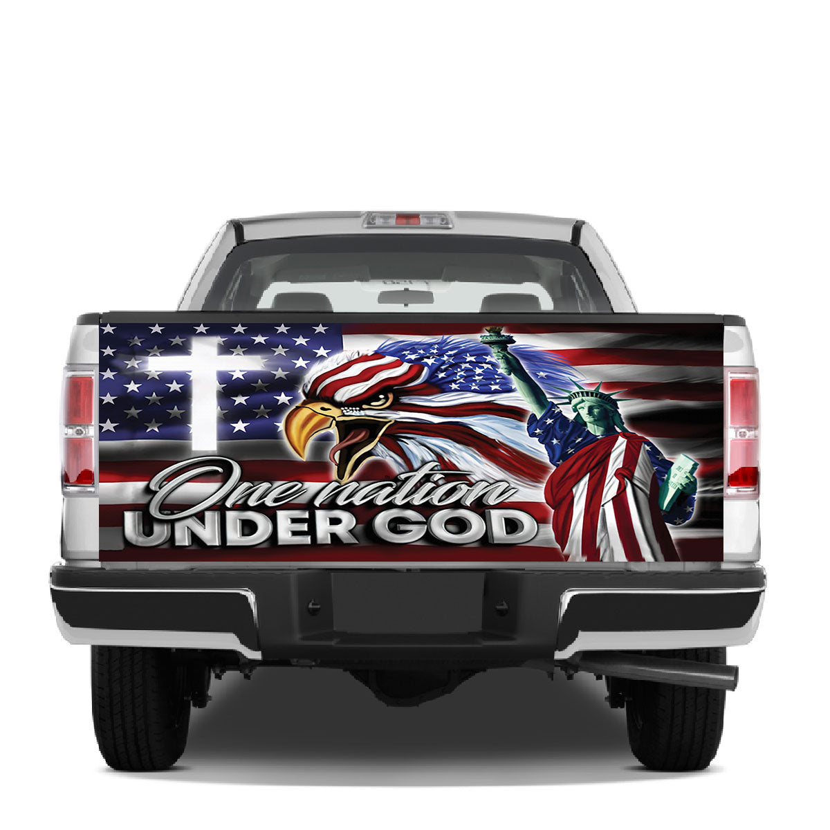 Petthouse | Eagle American Flag One Nation Under God Truck Tailgate Decal God Bless America Truck Vinyl Decal