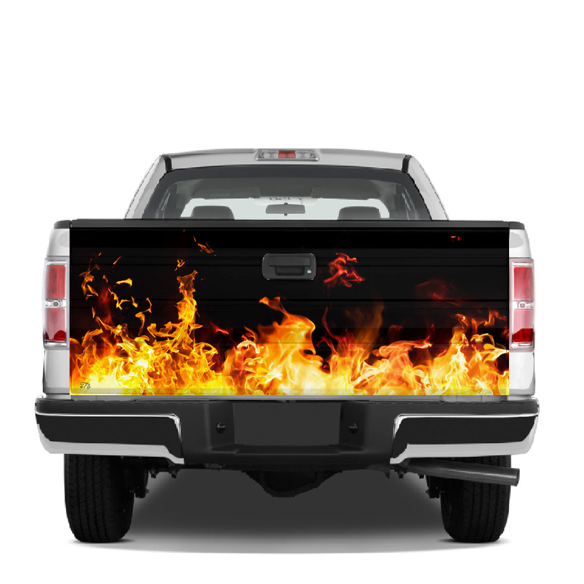 Petthouse | Flame Tailgate Wrap, Red Fire Tailgate Wrap, Car On Fire Tailgate Wrap, Flame Fire Tailgate Decal