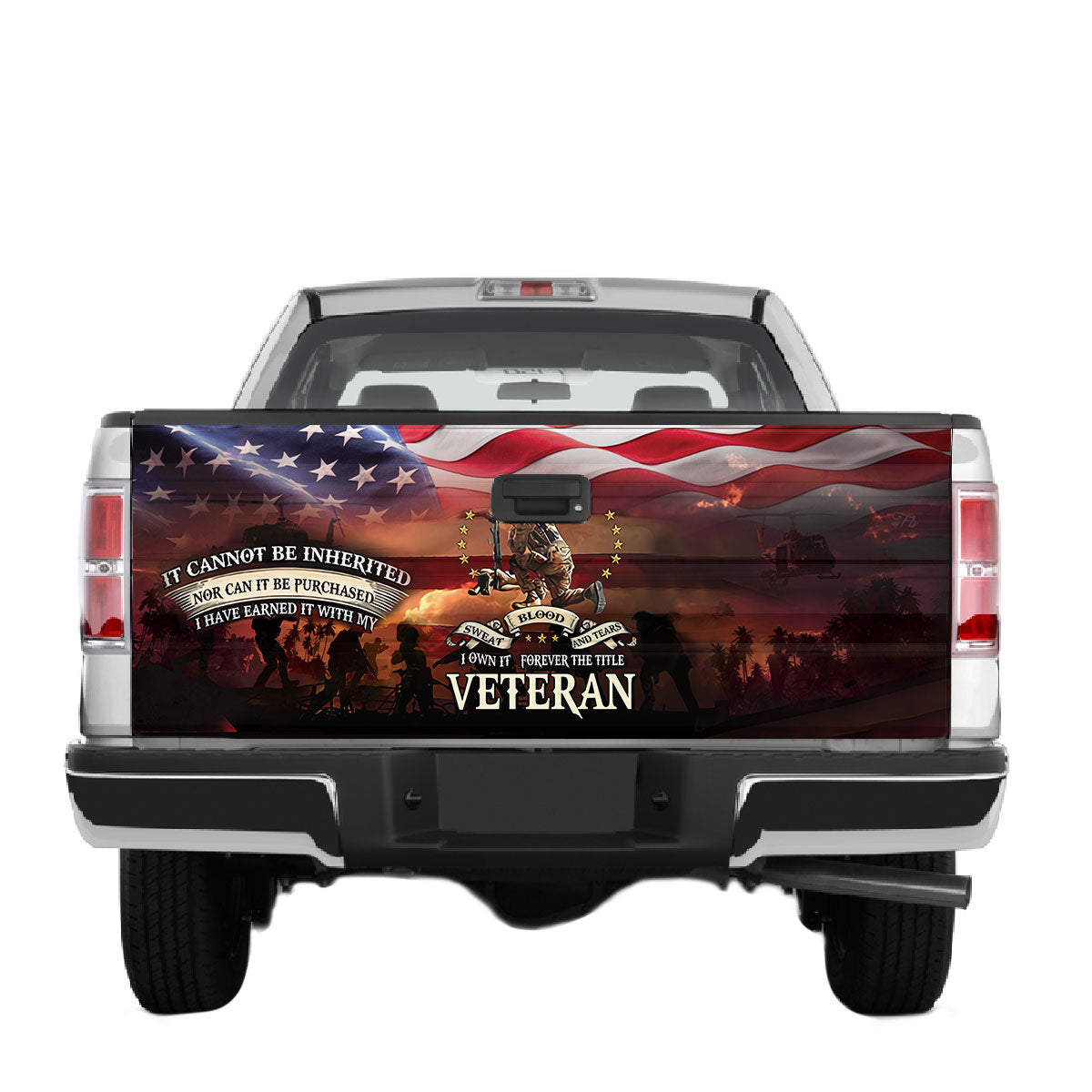 Petthouse | Sweat Blood And Tears American Flag Tailgate Wrap American Veteran Truck Wrap Car Accessories