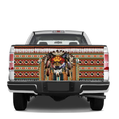 Petthouse | Tribal Wolf Tailgate Wrap Native American Pattern Tailgate Cover Native Style Cover Car Decoration