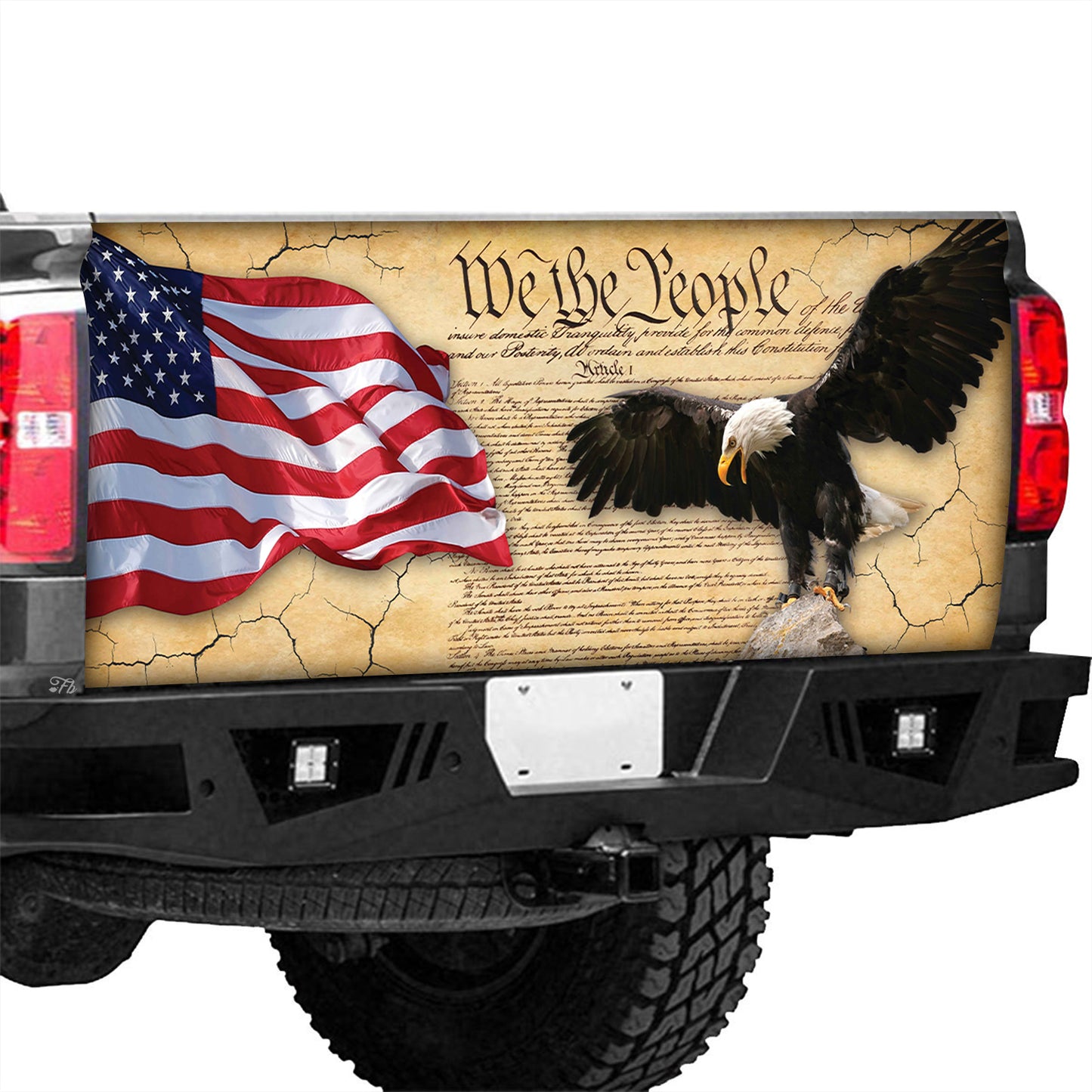 Petthouse | Eagle We The People American Printed Tailgate Wrap, Patriotic Day Truck Decor Gift