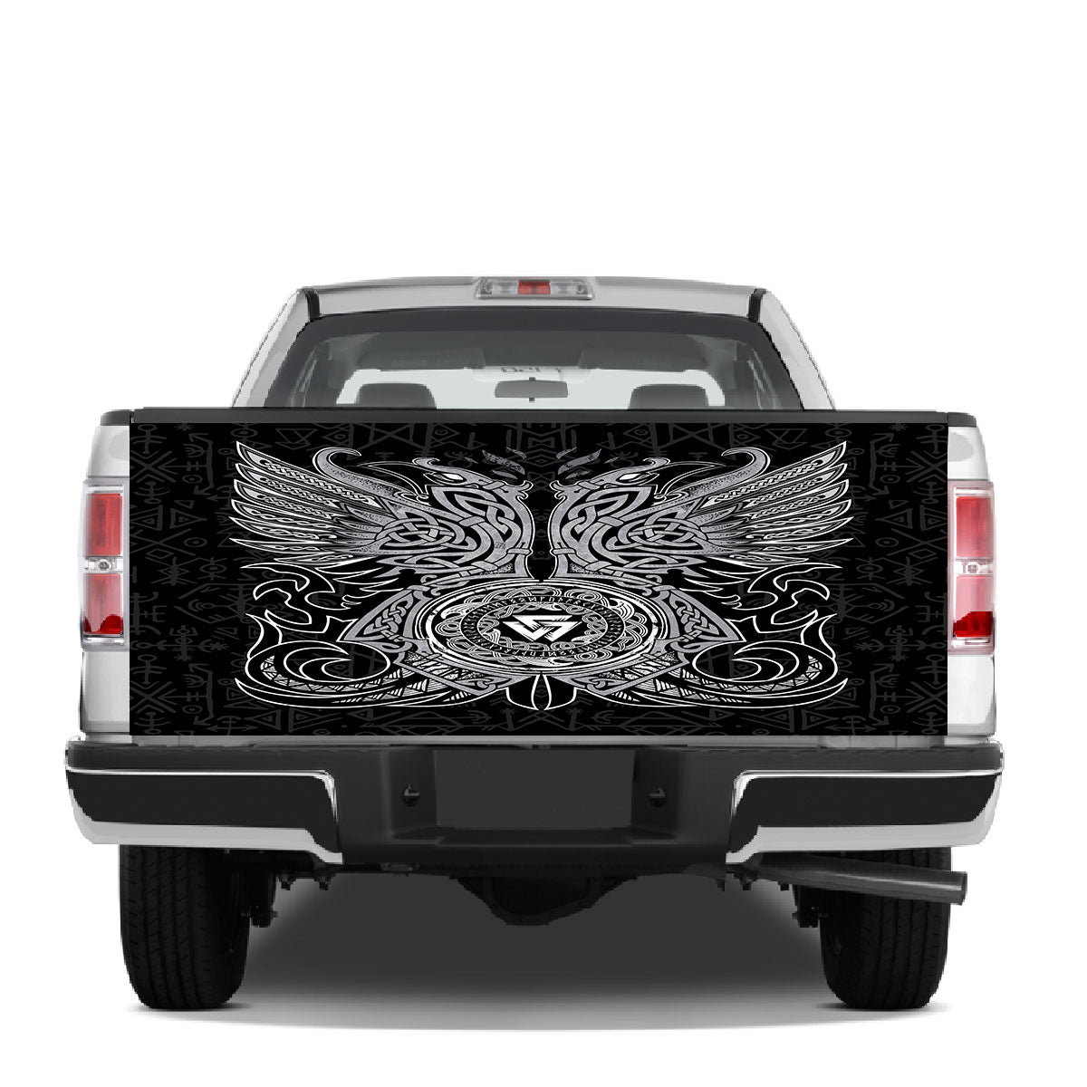 Petthouse | Scandinavia Pattern Tailgate Wrap Raven Viking Pattern Tailgate Cover Viking Style Cover Car Decor