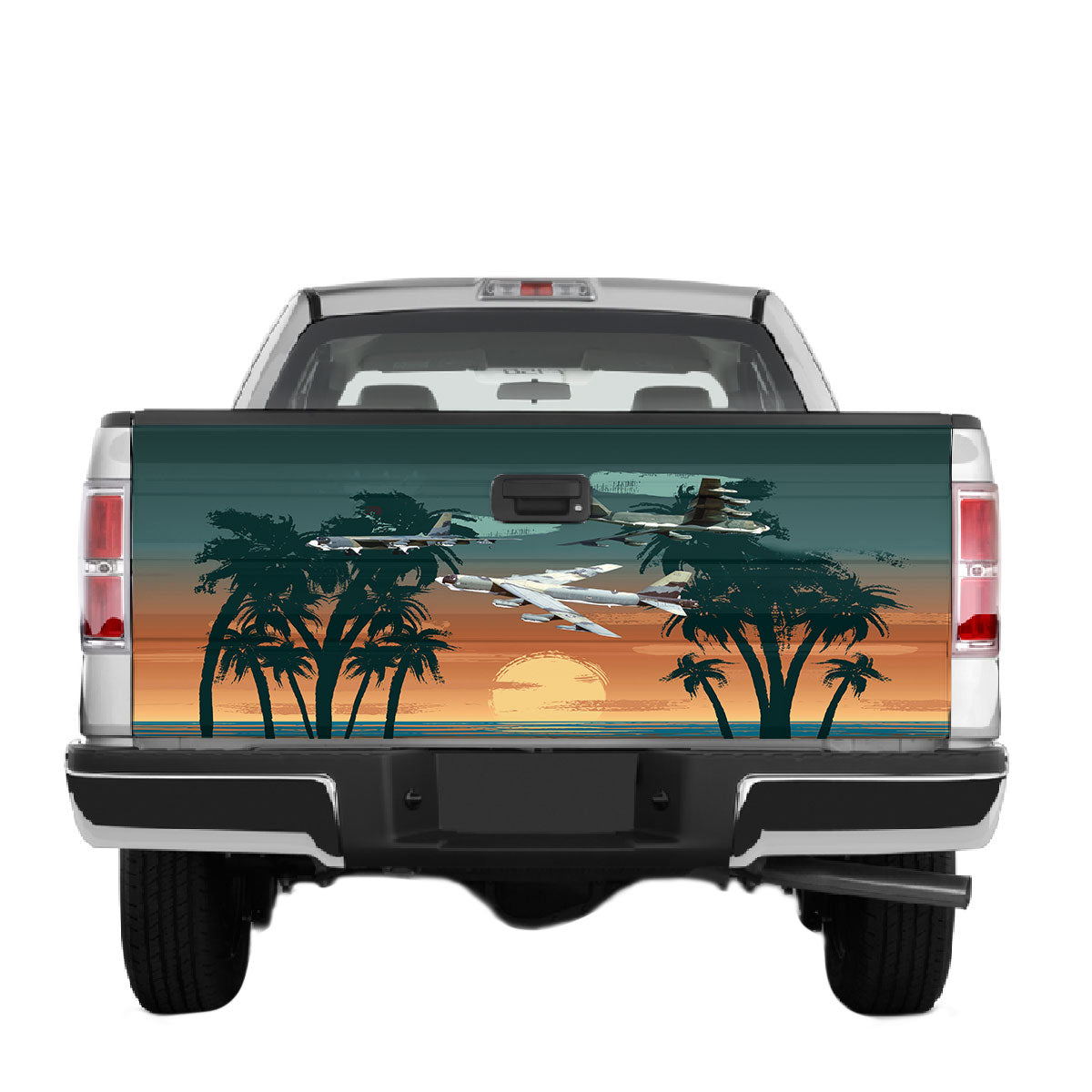 Petthouse | American Aircraf Sunset On Beach Tailgate Vinyl Graphic Wrap Tailgate Decals Car Accessories