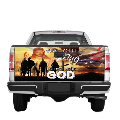 Petthouse | Stand For The Flag Truck Tailgate Wrap Kneel Before God Truck Tailgate Decal Car Accessories