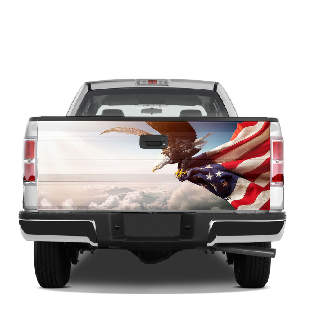 Petthouse | Eagle Flying Tailgate Wrap Eagle Hold Flag Wrap America Flag Cover Eagle Cover Car Decoration