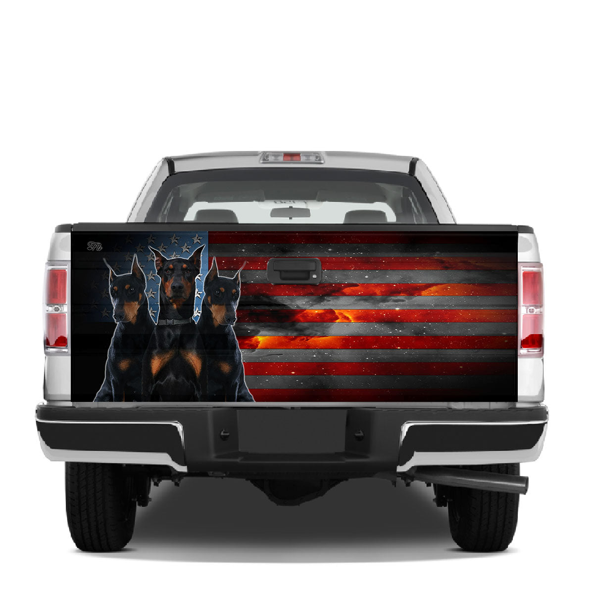 Petthouse | Dobermann Dog Tailgate Wrap, Dobermann Galaxy Usa Flag Tailgate Wrap, Dobermann Owner Gift