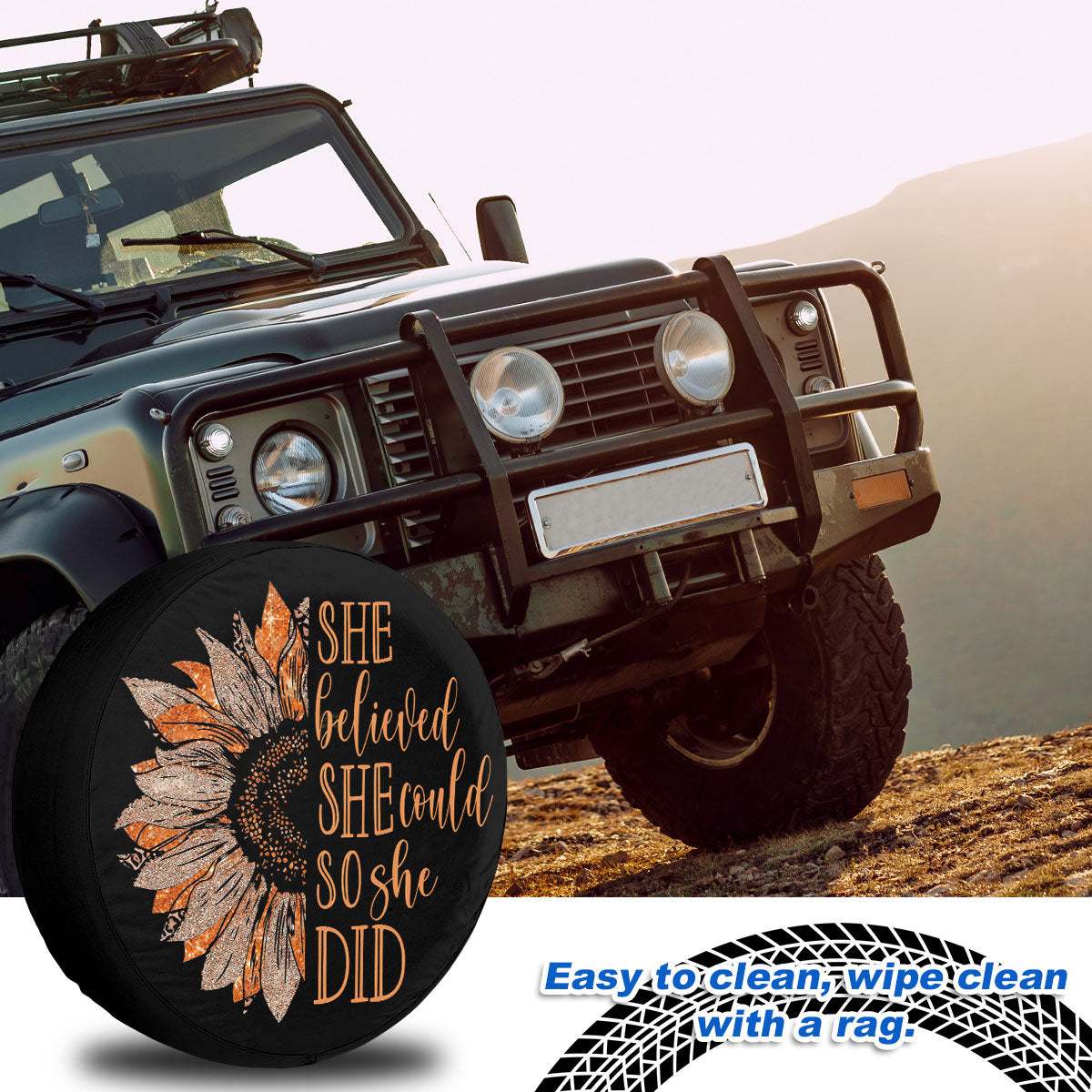 Petthouse | Sunflower Tire Protector She Believed She Could Spare Tire Cover New Car Gift Car Accessory