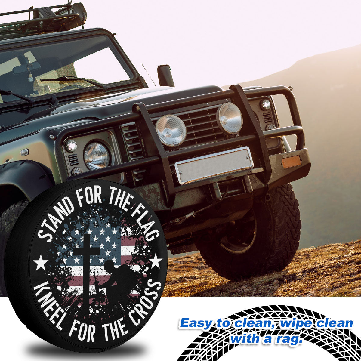 Petthouse | American Veteran Christian Cross Spare Tire Cover Us Soldier Memorial Day Decor Grandpa Daddy Gift