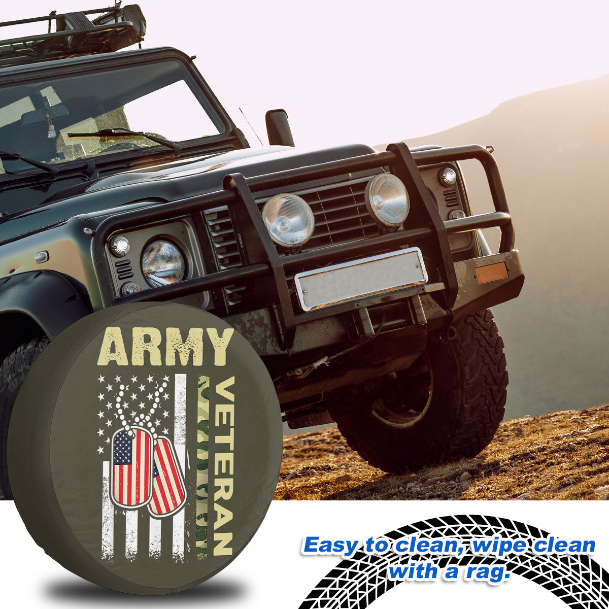 Petthouse | American Army Veteran Camouflage Spare Tire Cover Veteran's Day Decor Memorial Day Freedom Day Gift