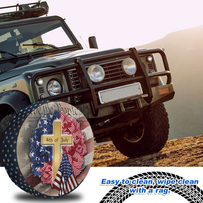 Petthouse | Christian Cross 4th Of July Spare Tire Cover Happy Independence Day American Lovers Gift