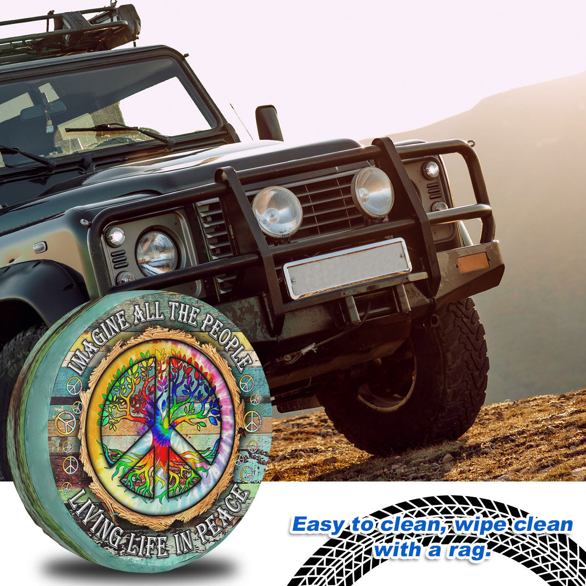 Petthouse | Rainbow Peace Sign Spare Tire Cover Jesus Believer Camper Tire Cover Religious Tire Protector