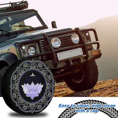 Petthouse | Lotus Mandala Texture Spare Tire Cover Lotus Flower Floral Truck Decoration Mandala Lovers Gift