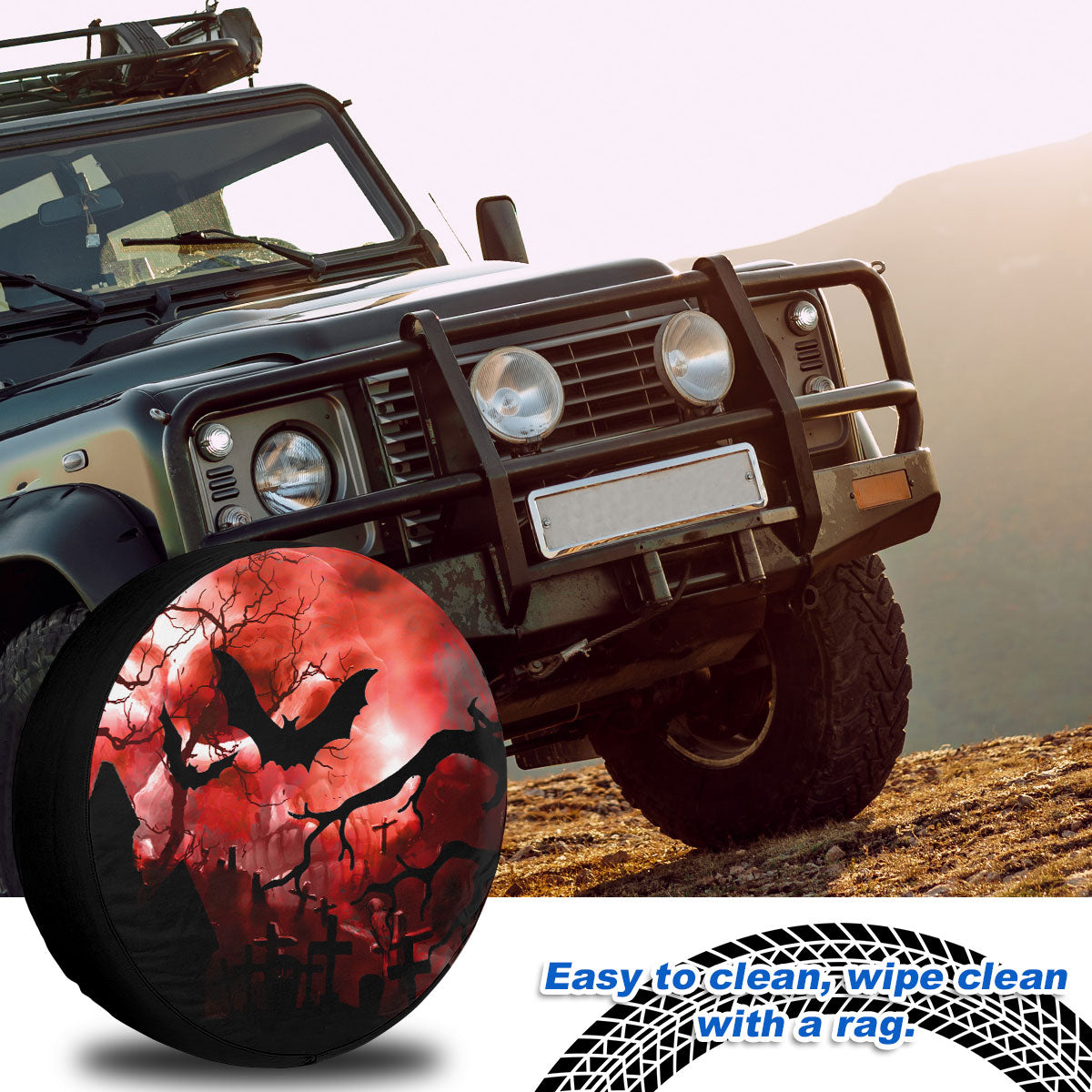 Petthouse | Cemetery Spare Tire Cover Bat Spare Wheel Cover New Car Gift Tire Protector Horror Lovers