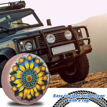 Petthouse | Sunflower Mandala Style Spare Tire Cover Yellow Floral Flower Truck Decoration Sunflower Lover Gift