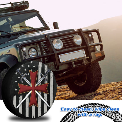 Petthouse | Jesus Christian Cross Sword American Flag Spare Tire Cover Christian Truck Decor Religious Gift