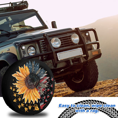 Petthouse | Sunflower Spare Tire Cover American Flag Wheel Cover Rock Hand Sign Tire Protector New Car Gift