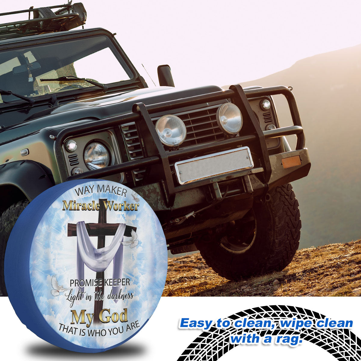 Petthouse | Cross Spare Tire Cover Jesus Way Maker Custom Tire Cover Gifts For Christians