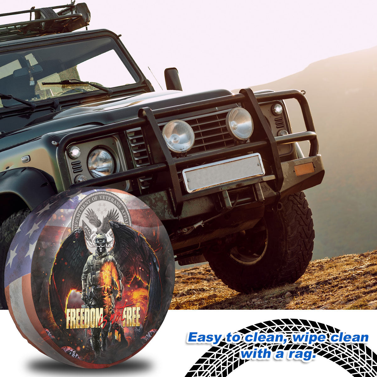 Petthouse | Skull Veteran Wings Freedom Is Not Free Spare Tire Cover Veteran Soldier Military Truck Decoration