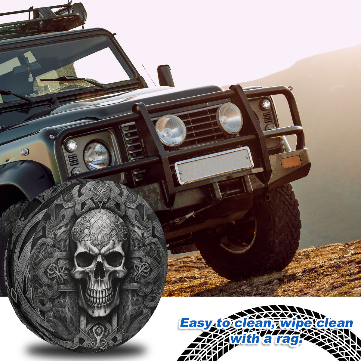 Petthouse | Dark Skull Halloween Spare Tire Cover Happy Halloween's Day October 31th Truck Decoration