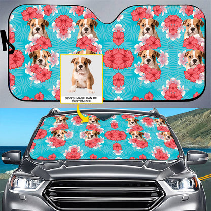 Petthouse | English Bulldog Windshield Sun Shade Customized Photo Car Window Sunshade Hawaii Pattern