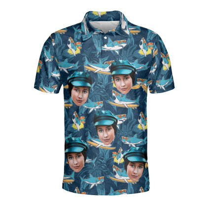 Petthouse | Customized Picture Surfing Sharks Tropical Polo Shirt Surfer Beach Summer Combo Set Beach Lovers Gift