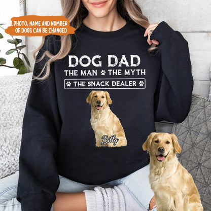 Petthouse | Dog Dad The Man The Myth The Snack Dealer Personalized Custom Photo Dog Dad Shirt