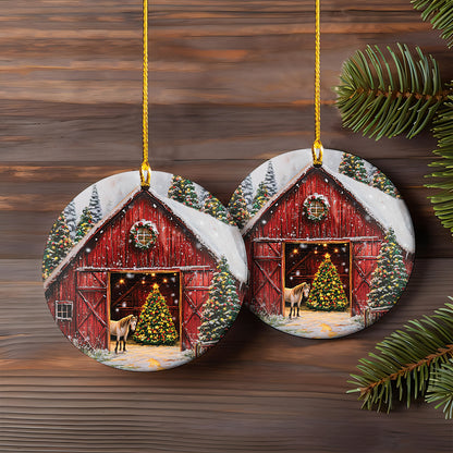 Petthouse | Personalized 2025 Red Barn Christmas Ornament, Farmhouse Ornament, Red Barn Ornament