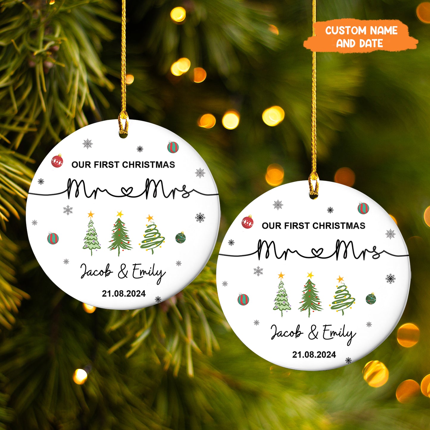 Petthouse | Personalized Our First Christmas As Mr & Mrs Ornament, First Married Xmas Ornament 2025