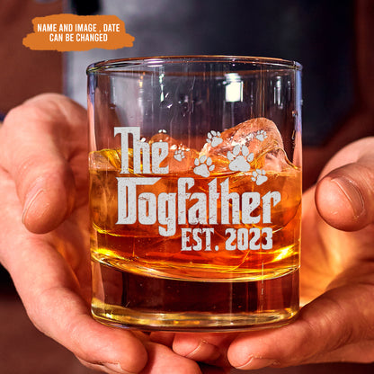 Petthouse | Personalized The Dogfather Whiskey Glass, Dog Photo Rock Glass Gift For Dog Lovers