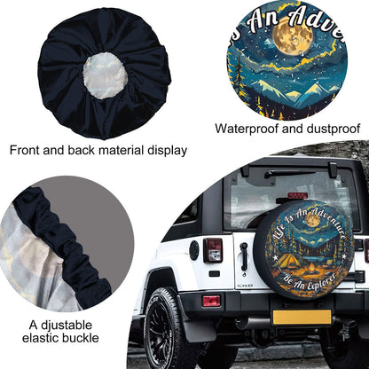 Petthouse | Camping Spare Tire Cover, Campfire Tire Cover, Life Is An Adventure Be An Explorer, Camping Waterproof Wheel Cover, Camper Gifts Idea
