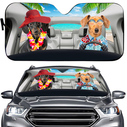 Petthouse | Dog Sunshade Dachshund Hawaii Summer Car Sunshade Windshield Sun Shade Sun Visor