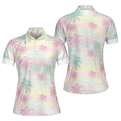 Petthouse | Customized Name Palm Tree Beach Hawaiian Set Tropical Palm Summer Combo Outfit Beach's Lovers Gift