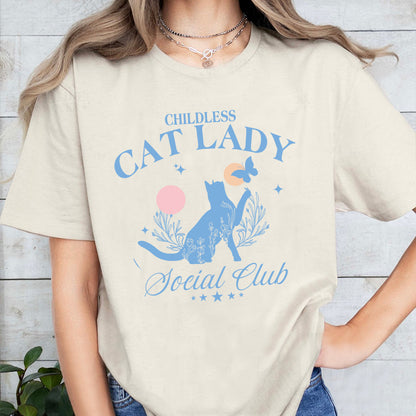 Petthouse | Childless Cat Lady Shirt, Flowers Cat Shirt, Social Club Shirt For Friends, Cat Lady Shirt